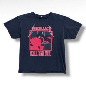 Y2K Metallica Kill Em All Band T-Shirt Faded Black Size Large Alstyle